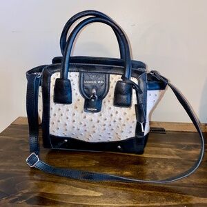 London Fog Faux Leather Ostrich Embossed Womens Shoulder or Crossbody Purse Bag